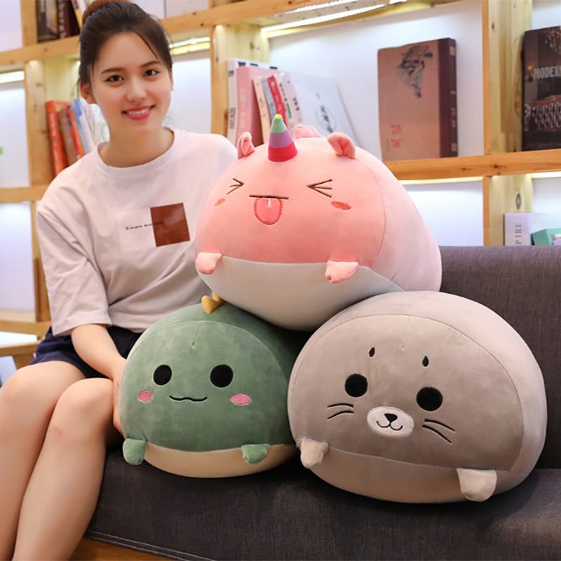 Plushmallow SuperSquish Long Squishy Dinosaur, Pig, Cat, & Panda Plushy