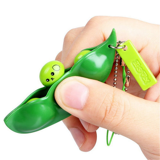 Squeeze Out Green Pea Keychain