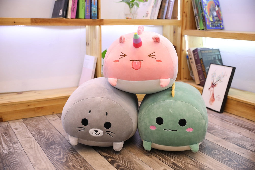 Plushmallow SuperSquish Long Squishy Dinosaur, Pig, Cat, & Panda Plushy